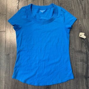 Coldwater Creek Blue Fitted Polo T-Shirt size small nwt 100% supima cotton